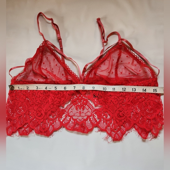Wink Gal Womens Sheer Mesh Sexy Bralette Wireless Lace Red Sz XL - Picture 12 of 14
